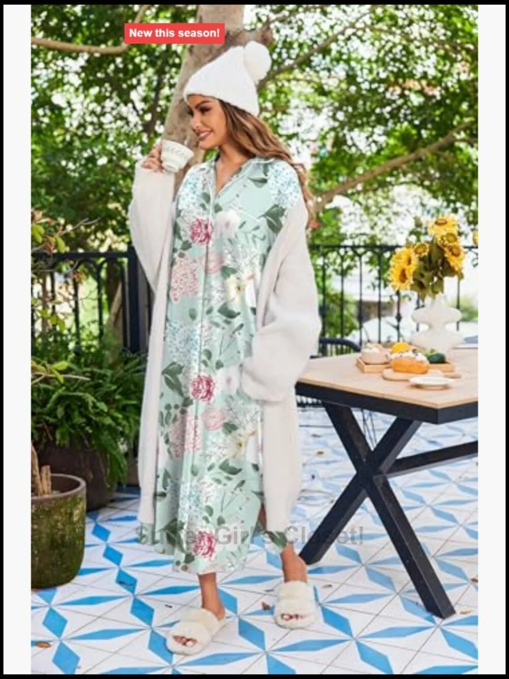 Long Sleeve Nightgown Button Down Soft Sleepwear Lounge Dress